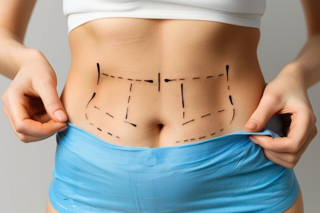 a firm abdomen for the abdominoplasty advertisement for an aesthetic clinic