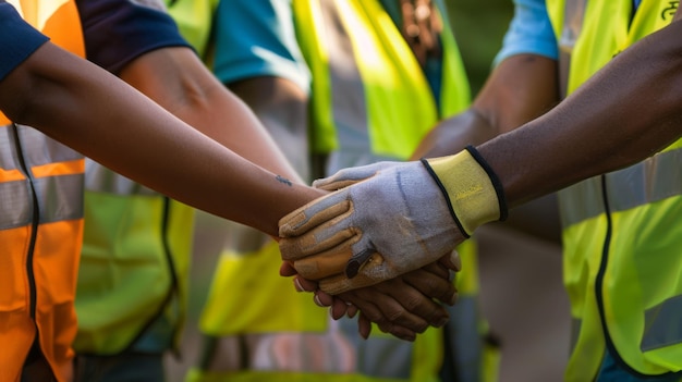 Photo a firm handshake between workers