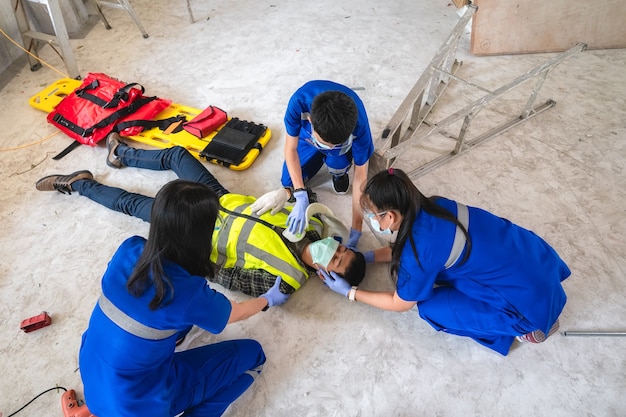 First aid for head injuries and Considered for all trauma incidents of worker in work. First aid training to transfer patient, loss of feeling or loss of normal movement.