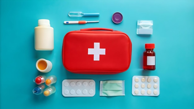 Photo first aid kit and different images