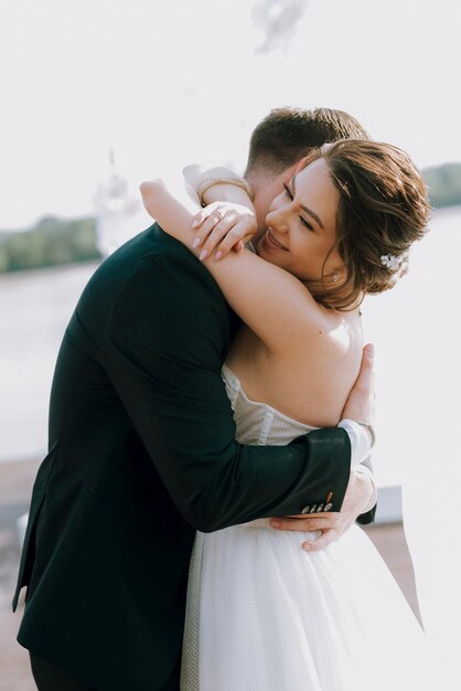 the first dance of the bride and groom inside a restaurant