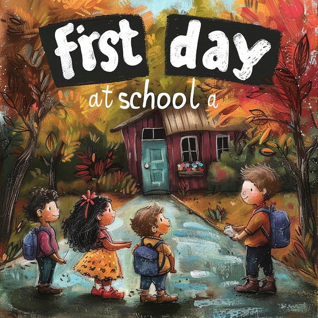 Photo first day at school engaging and educational childrens book cover