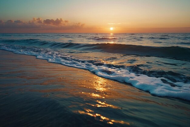 First light reflecting on gentle ocean waves