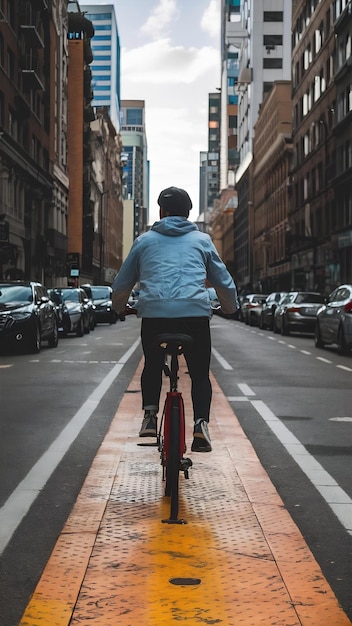 First point view of e bike on bike lane