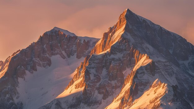 the first rays of sunlight on a mountain peak Desktop Wallpaper 2