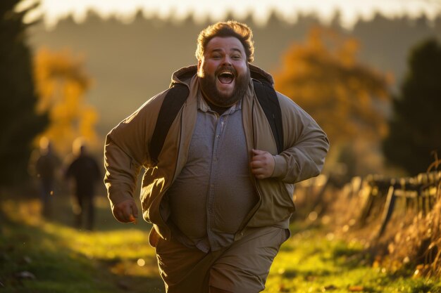 The First Step A Motivational Image Of An Obese Individual Starting Their Fitness Journey Generative AI