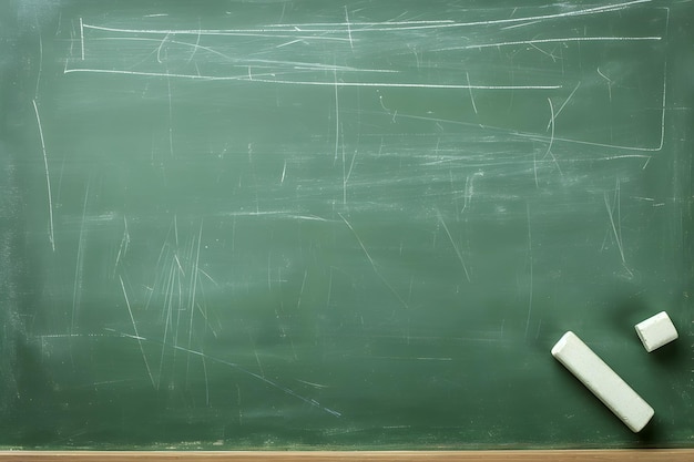 Photo firstclass an empty green chalkboard with an eraser and white chalk ready for teachers day