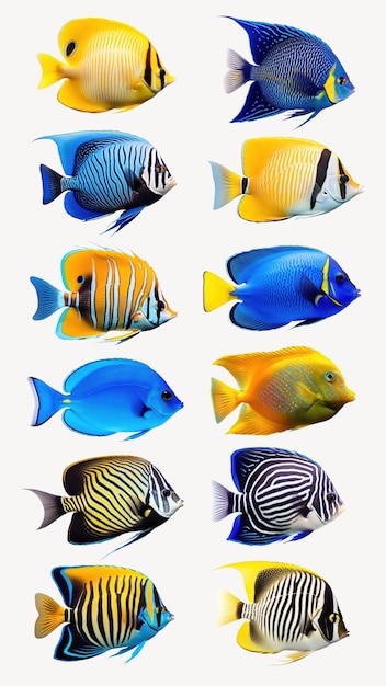 Fish aquatic animal set