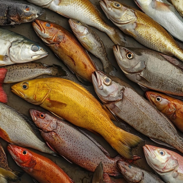 Photo fish assortment background filling the entire image