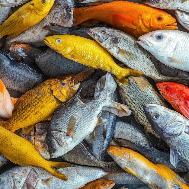 Photo fish assortment background filling the entire image