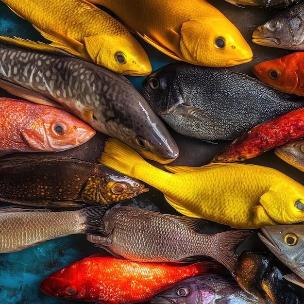 Photo fish assortment background filling the entire image