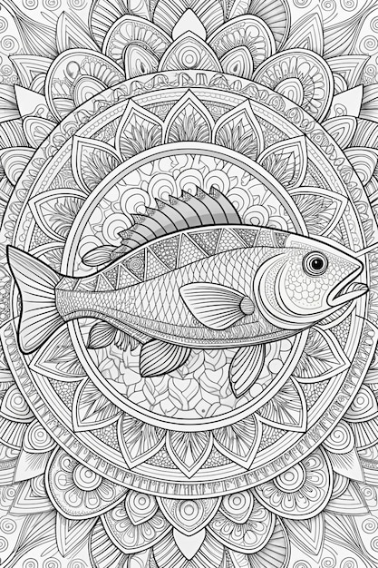 a fish on a background of patterns