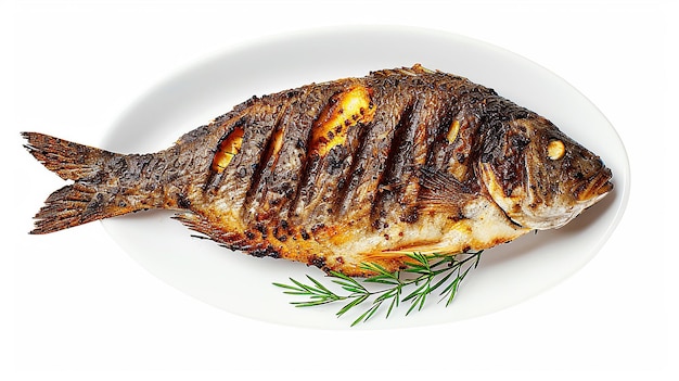 fish barbecue fresh isolated image on white background