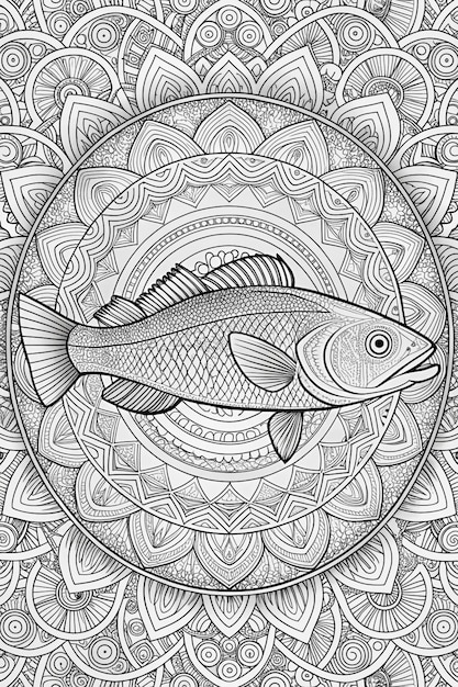 fish on a black and white background