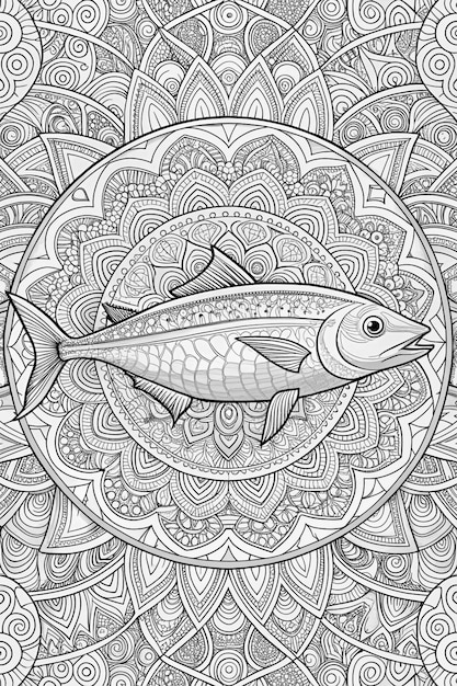 fish on a black and white background