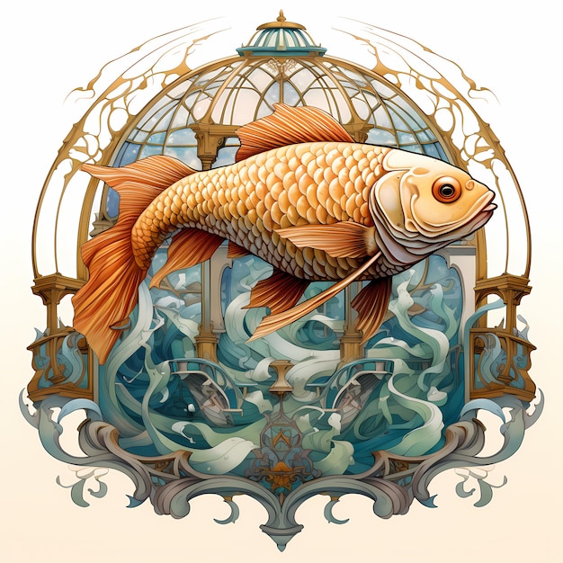 A fish in a cage with a fish in it