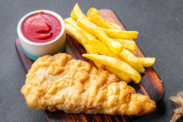 fish and chips deep fried fast food french fries takeaway meal food snack on the table copy space