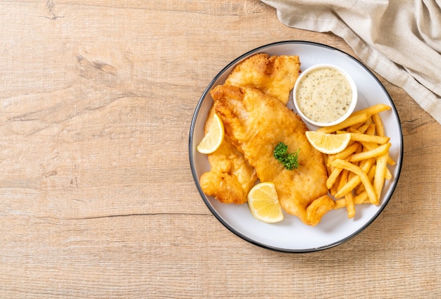 fish and chips with french fries. unhealthy food