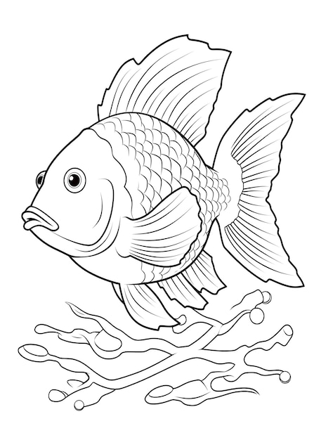 Fish Coloring Page Fish Line Art coloring page Fish Outline Illustration For Coloring Page Animals Coloring Page Fish Coloring Pages and Book AI Generative