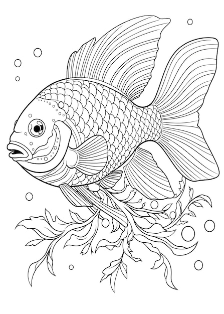 Fish Coloring Page Fish Line Art coloring page Fish Outline Illustration For Coloring Page Animals Coloring Page Fish Coloring Pages and Book AI Generative