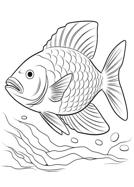 Fish Coloring Page Fish Line Art coloring page Fish Outline Illustration For Coloring Page Animals Coloring Page Fish Coloring Pages and Book AI Generative