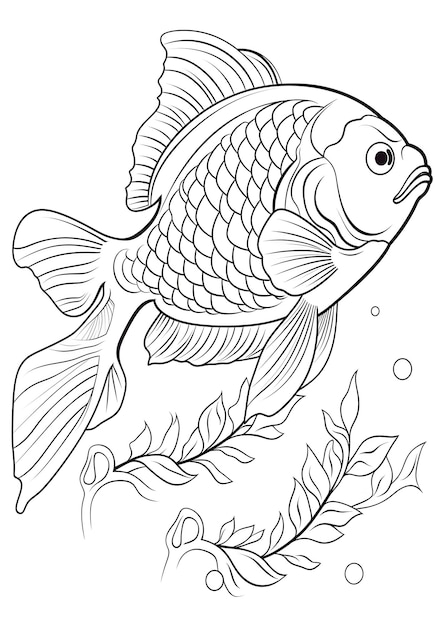 Fish Coloring Page Fish Line Art coloring page Fish Outline Illustration For Coloring Page Animals Coloring Page Fish Coloring Pages and Book AI Generative