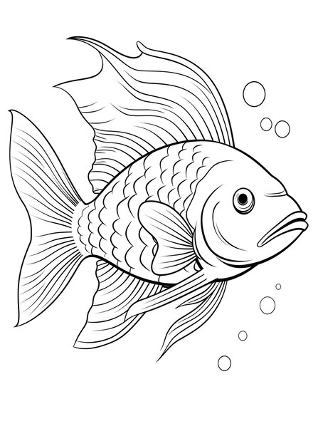 Fish Coloring Page Fish Line Art coloring page Fish Outline Illustration For Coloring Page Animals Coloring Page Fish Coloring Pages and Book AI Generative