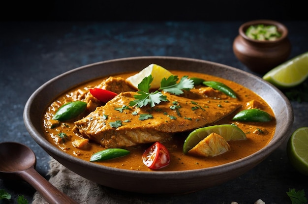 Photo fish curry with a hint of fresh ginger and ga