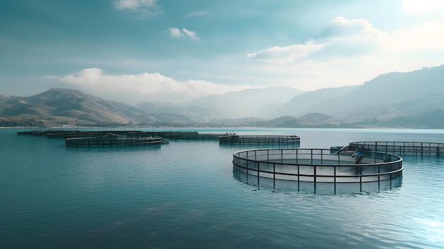 Fish farming in summers day