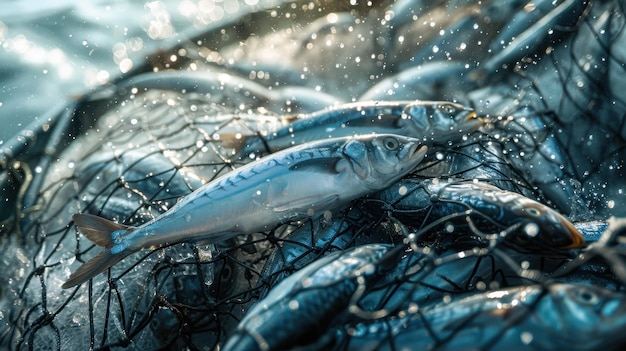 Photo the fish in fishing net