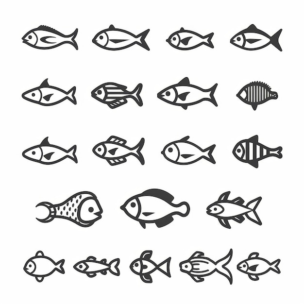 Photo fish flat icon mackerel shape minimal fishing symbol tuna silhouette salmon sign color fish