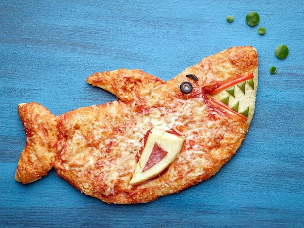 Fish Head on Blue Board with Shark Face