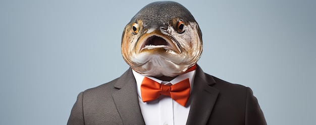 a fish head with a tie that says quot a fish quot