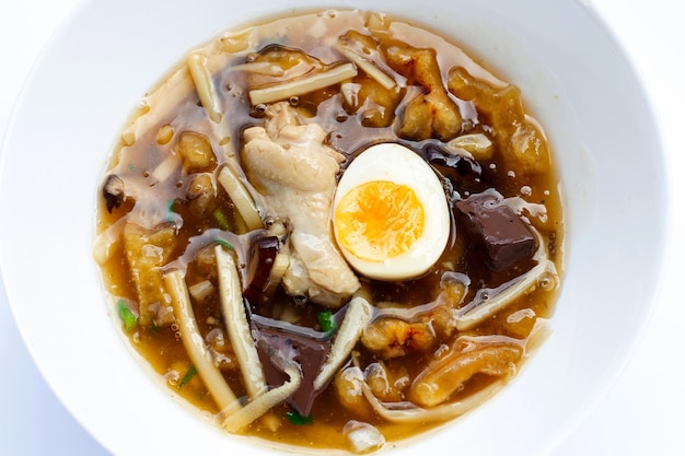 Fish maw soup on white background