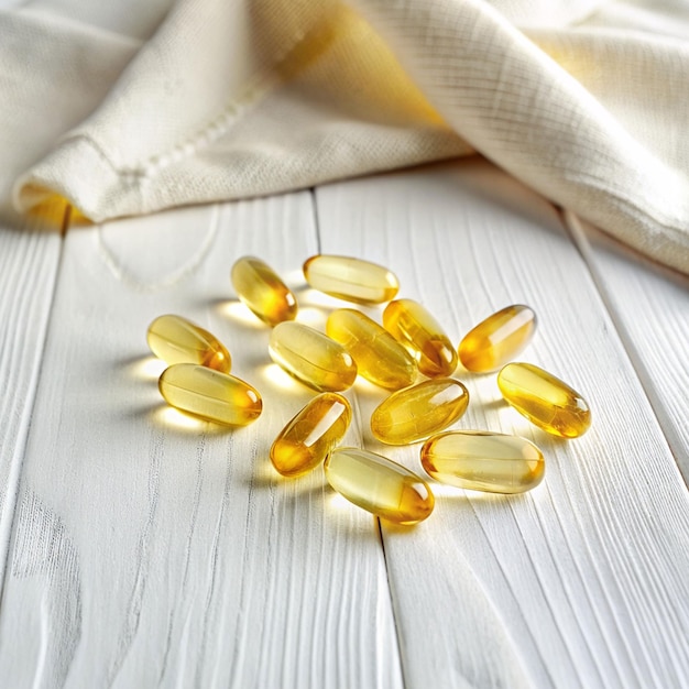 fish oil capsules On a white background isolate