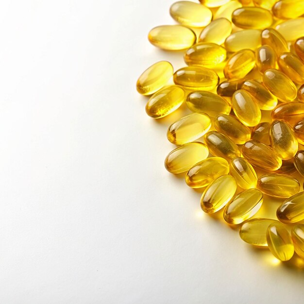 fish oil capsules On a white background isolate