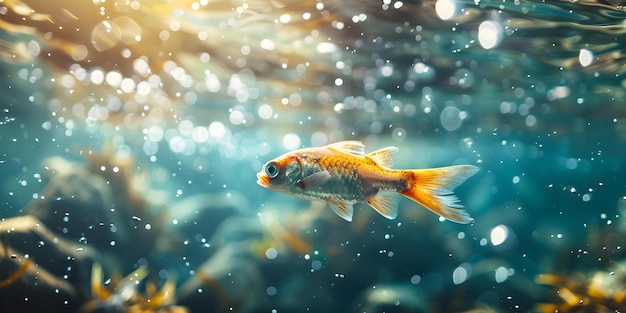 Fish in polluted water suffer from microplastics diseases and declining populations due to pollution Concept Marine Pollution Microplastics Declining Fish Populations Ecoconcerns