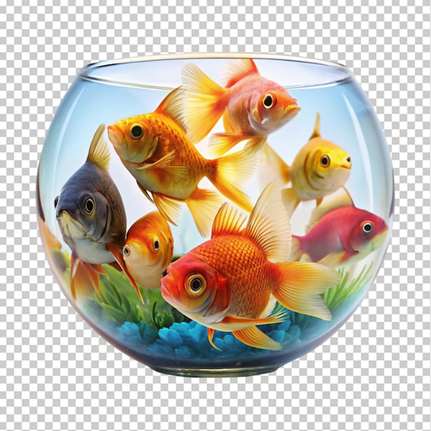 fish in round bowl on transparent background