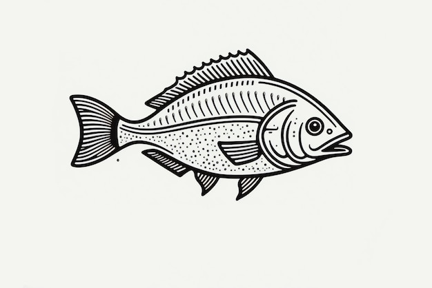 Fish or seafood line art for food apps and website animals marine life