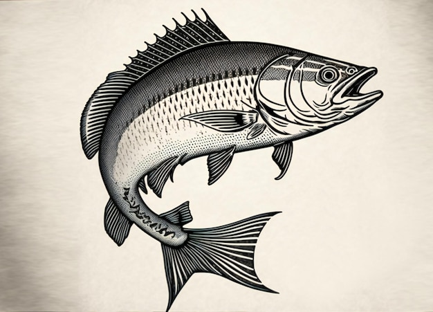 Fish sketch digital illustration painting pencil drawing