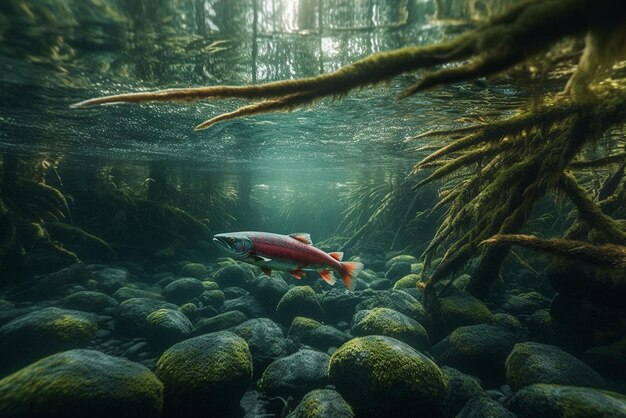 A fish swimming in a river