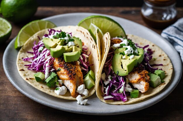 Photo fish tacos with cabbage slaw