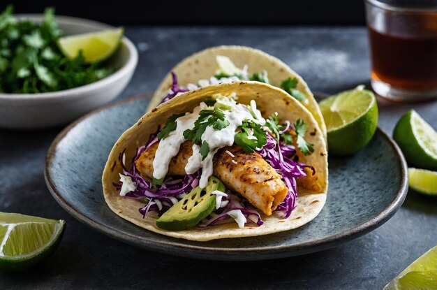 Photo fish tacos with cabbage slaw