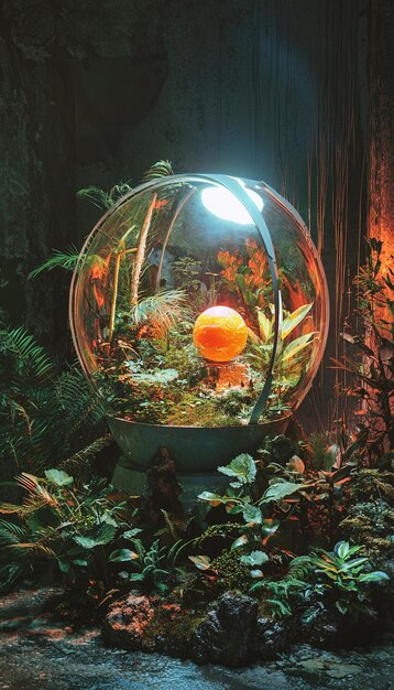 a fish tank with a ball in it