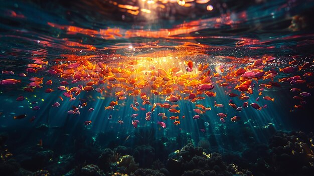 Photo a fish tank with orange fish swimming in the water