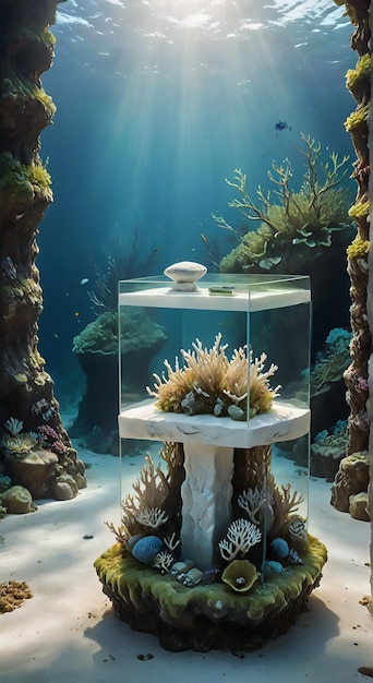 Photo a fish tank with a plant in it