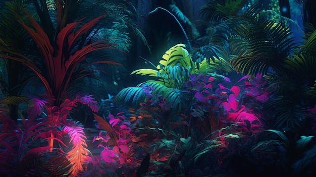 a fish tank with tropical plants and a large tropical fish