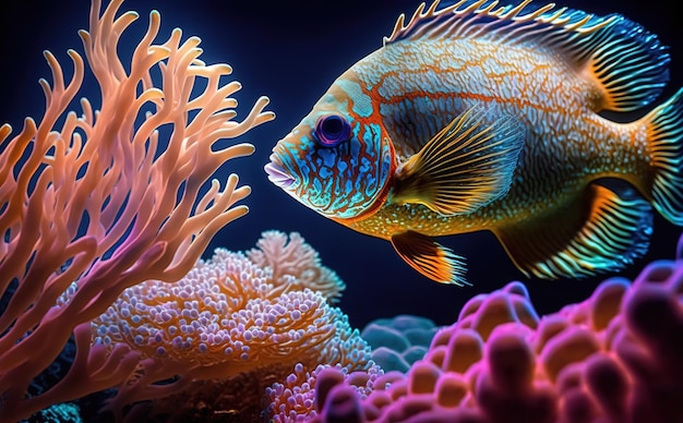 A fish that is on a coral reef