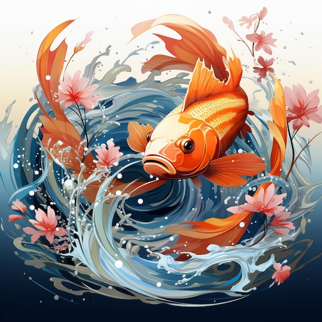 fish vector in water