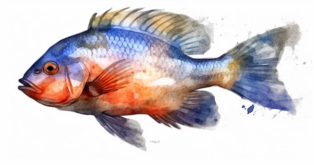 Fish on White UHD Style Stock Photo